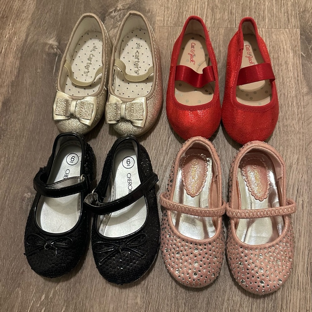 Kids Shoes - Red, Black, Pink, Gold Ballet Flats Size 5/6
